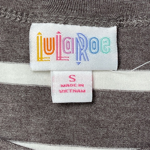 LULAROE Julia brown white striped short sleeve soft lightweight dress NEW size S - Picture 2 of 12